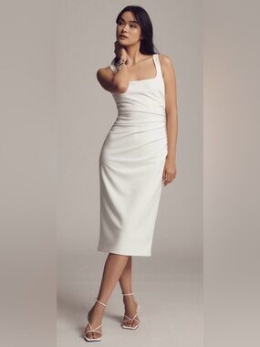 BHLDN Andie Square-Neck Stretch Crepe Midi Dress